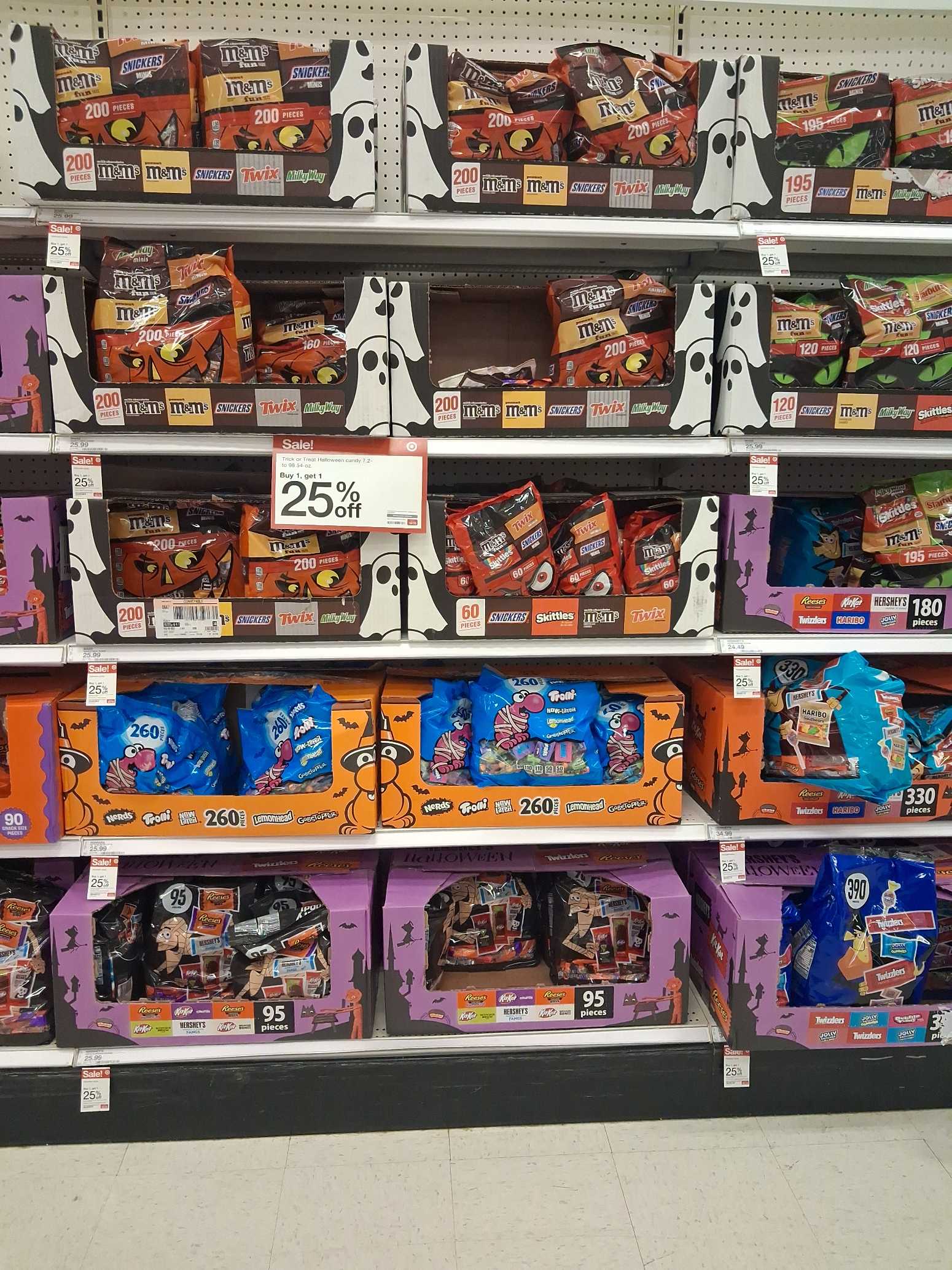 Halloween candy in the seasonal aisle of a Target store